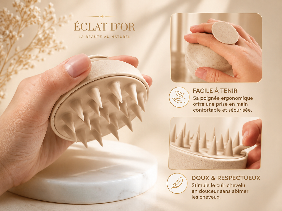 Brosse Massage Cuir Chevelu – Shampooing & Pousse