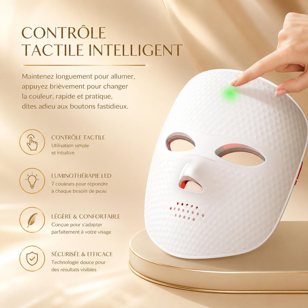Masque LED Visage 7 Couleurs – Anti-Âge & Éclat Lumineux