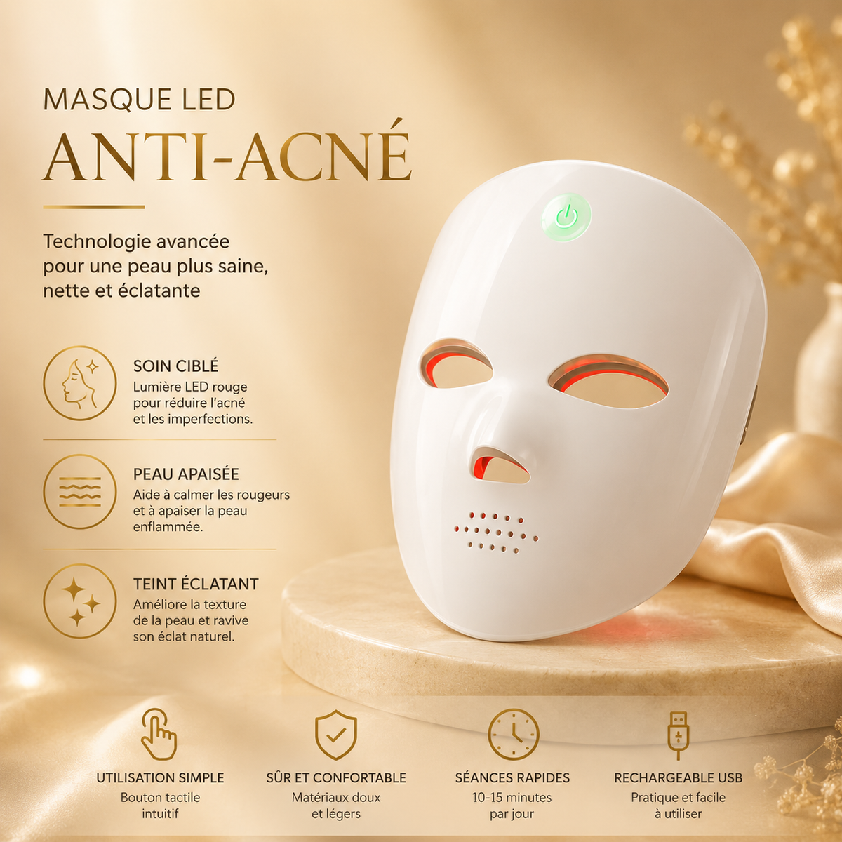 Masque LED Visage 7 Couleurs – Anti-Âge & Éclat Lumineux